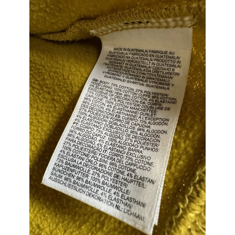 North Face Hoodie Mens Large Yellow‎ Mustard Pullover Sweatshirt Hiking Outdoors